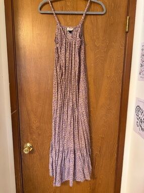 Universal Thread Purple Floral Maxi Dress with Adjustable Spaghetti Straps